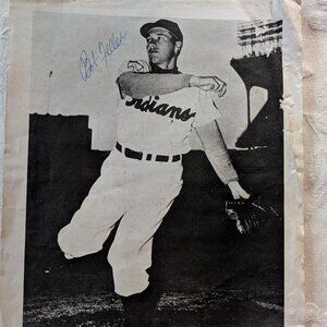 VTG 1955 Bob Feller Signed Cleveland Indians 8x10 Team Issued Photo